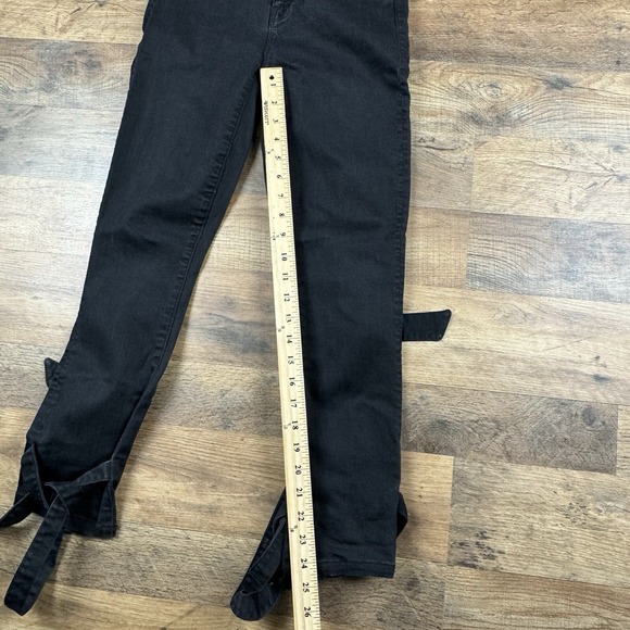 Mother High Waisted Tie Bow Looker Ankle Black Skinny Jeans Not Guilty Wash 25 - Picture 8 of 9